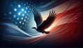 Majestic Eagle Flying with American Flag Background, Patriotic Concept Royalty Free Stock Photo