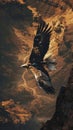 Majestic eagle flying over canyon