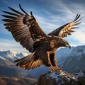 Majestic Eagle flying over a mountain range