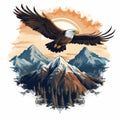 Majestic Eagle Flying Over Mountain T-shirt Graphic Design Royalty Free Stock Photo