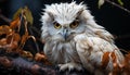 A majestic eagle owl perched on a branch, staring with wisdom generated by AI Royalty Free Stock Photo