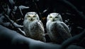 The majestic eagle owl perches on a snowy branch, staring generated by AI Royalty Free Stock Photo