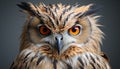 Majestic eagle owl staring, sharp eye, cute and majestic generated by AI Royalty Free Stock Photo