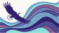 Majestic Eagle Silhouette Over Blue Geometric Waves, vector design Generative AI Royalty Free Stock Photo