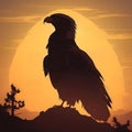 Majestic Eagle Silhouette at Sunset Royalty Free Stock Photo