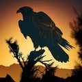 Majestic Eagle Silhouette at Sunset Royalty Free Stock Photo