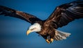 Majestic eagle soaring through clear blue sky generated by AI Royalty Free Stock Photo