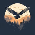 Majestic Eagle Soaring Through Dark Mountain Scenery Royalty Free Stock Photo