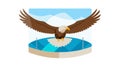 Majestic Eagle Soaring Over Blue Globe Icon, vector design Generative AI Royalty Free Stock Photo