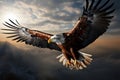 Majestic eagle soars beyond clouds, its essence metamorphosed