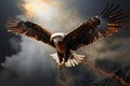 Majestic eagle soars beyond clouds, its essence metamorphosed