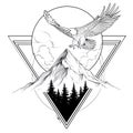 Eagle flying over mountain landscape design. Royalty Free Stock Photo