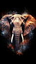 Majestic Elephant in Double Exposure Style on Dark Background.