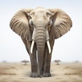 Realistic Hyper-detailed Portrait Of Gray Elephant In Desert
