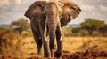 Majestic Elephant In The Savannah: A Stunning Wildlife Portrait Royalty Free Stock Photo