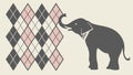 Majestic Elephant Silhouette Design with Classic Argyle Background Pattern, vector design Generative AI Royalty Free Stock Photo