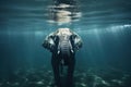 An Majestic Elephant Submerged in the Enchanting Depths of the Ocean Created With Generative AI Technology