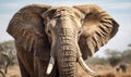 Majestic Elephant With Tusks in a Field