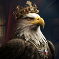 Majestic Emissary: Bald Eagle Adorned with Crown and Enigmatic Amulet