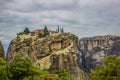 Majestic European highland scenery landscape view in Greece of christian monastery on top of rock religion and sightseeing