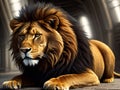 Majestic Feline: Lion Wildlife Generativa Ai