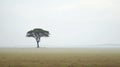 Majestic Foggy Kenyan Plain: A Captivating Savanna Photo