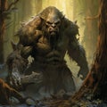 Monumental Goblin: A Dark And Gritty Orc In A Haunted Forest