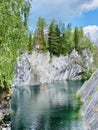 Majestic forest and picturesque lake, northern scenic environment Karelia