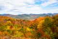 Mountains covered with colourful forest at the peak of autumn colours
