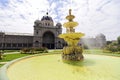 Majestic fountain stands in front of the Royal Exhibition Building in Melbourne, Australia Royalty Free Stock Photo