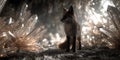 Majestic Fox in Crystal Cave Fantasy Art Royalty Free Stock Photo