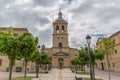 Majestic front view at the iconic spanish Romanesque architecture building at the Catedral Santa MarÃÂ­a de Ciudad Rodrigo towers