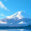 Majestic Fuji Snow covered mountain peak in serene, pristine beauty Royalty Free Stock Photo