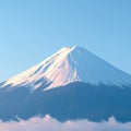 Majestic Fuji Snow covered mountain peak in serene, pristine beauty Royalty Free Stock Photo