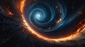 Majestic Galactic Spiral Amidst Cosmic Dust Clouds in Deep Space