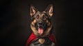 Majestic German Shepherd Dog in Superhero Costume. A Blend of Power and Cuteness. Generative AI