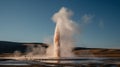 Majestic Geyser Eruption Against Clear Blue Sky