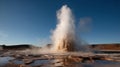 Majestic Geyser Eruption Against Clear Blue Sky