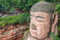 Majestic Giant Leshan Buddha head, face and torso Royalty Free Stock Photo