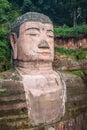 Majestic Giant Leshan Buddha head, face and torso Royalty Free Stock Photo