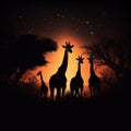 Majestic Giraffe Silhouettes In African Wilderness Wallpaper