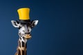 Majestic Giraffe with Top Hat Portrait. Generative AI illustration