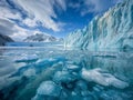 Majestic Glacier and Icebergs Under Blue Sky Royalty Free Stock Photo