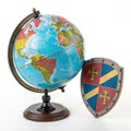 Magnificent Globe and Shield Isolated on White Background Royalty Free Stock Photo