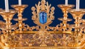 Majestic gold colored crown symbolizes royalty and triumph in Christianity generated by AI