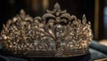 Majestic gold tiara, symbol of royalty and elegance, shines brightly generated by AI