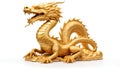 Majestic Golden Dragon Statue on White. Generative ai Royalty Free Stock Photo