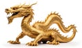 Majestic Golden Dragon Statue on White. Generative ai Royalty Free Stock Photo