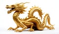 Majestic Golden Dragon Statue on White. Generative ai Royalty Free Stock Photo