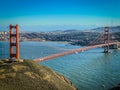 The Majestic Golden Gate Bridge underneath a blue sky